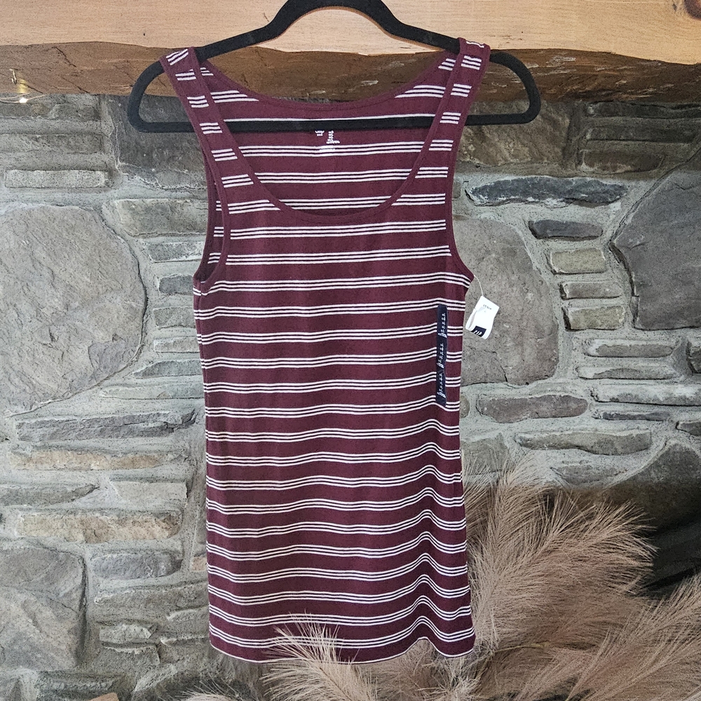 GAP Burgundy and White Striped Tank Top
